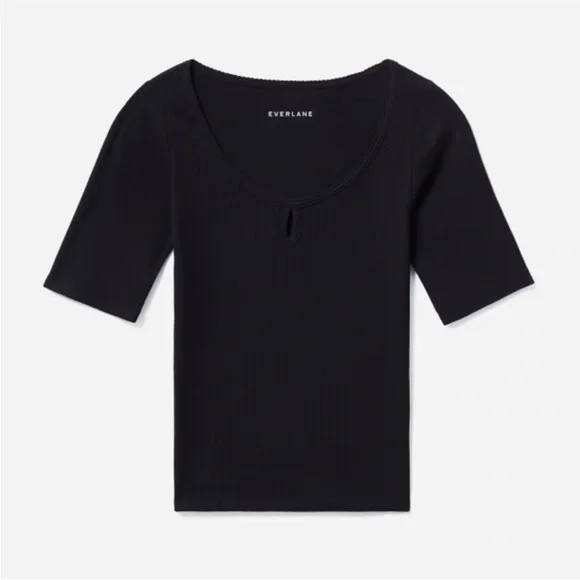 Everlane Keyhole Stretch-Rib Scoop Neck Tee - Picture 2 of 2